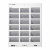 Étiquette Bleu, Gris Argent Papillon Floral Adresse de retou (Feuille entière)