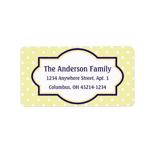 Étiquette Bleu jaune et blanc Polka Adresse de retour (Devant)