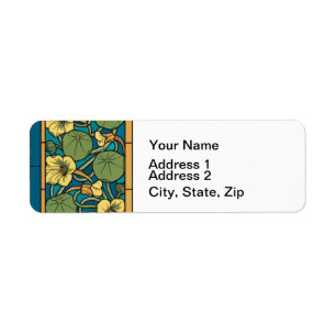 Étiquette Bleu jaune Nasturtium Fleur Nouveau Motif
