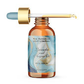 Étiquette Bleu Marbre et Cosmétique Or Bouteille de goutte