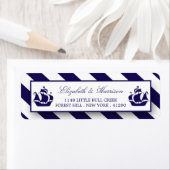 Étiquette Bleu Mariage de navire marine (En situation)