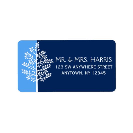 Étiquette Bleu Marine Arbre de vie Barre Mitzvah (Devant)