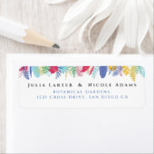 Étiquette Bleu marine rose sauvage forêt tropicale verte mar (En situation)