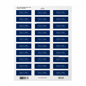 Étiquette Bleu marine unique écriture classique uni (Feuille entière)