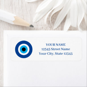 Étiquette Bleu Mati Evil OE symbole retour adresse autocolla