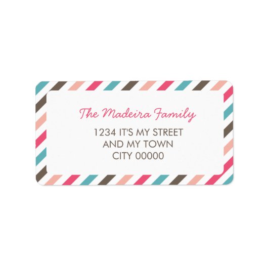 Étiquette Bleu Motif rayé Rose Brown diagonale rayures (Devant)