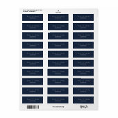 Étiquette Bleu Nuit Foncé Écriture Blanche Élégant Adresse d (Feuille entière)