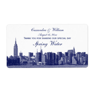 Étiquette Bleu NYC large Skyline Etched Water Bottle