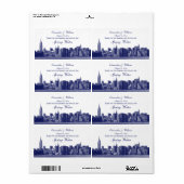 Étiquette Bleu NYC large Skyline Etched Water Bottle (Feuille entière)