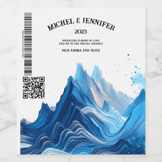 Étiquette bleu pour Mariage (Étiquettes simples)