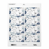 Étiquette bleu poussiéreux floral rustique script canard Oeu (Feuille entière)