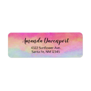 Étiquette Bleu rose Jaune arc-en-ciel Abstraites bandes