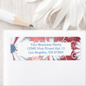 Étiquette Bleu rouge bleu floral Motif de tatouage de margue (En situation)