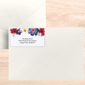 Étiquette Bleu Rouge bleu rétro Floral été