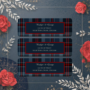 Étiquette bleu rouge noir écossais celtique tartan motif