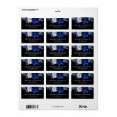 Étiquette Bleu Royal Blanc Argent Métallisé Fleur Mariage La (Feuille entière)