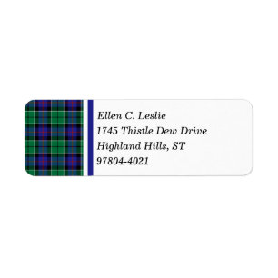 Étiquette Bleu royal de clan de Leslie et tartan écossais