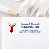 Étiquette Bleu rustique avec Red Deer (En situation)