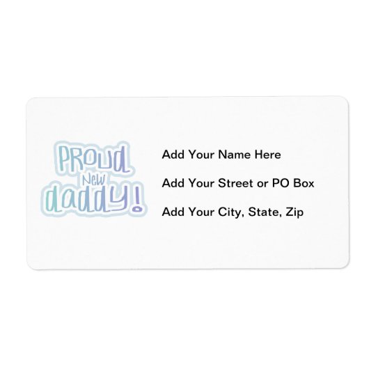 Étiquette Bleu Texte Fier Nouveau Daddy Cadeaux (Devant)