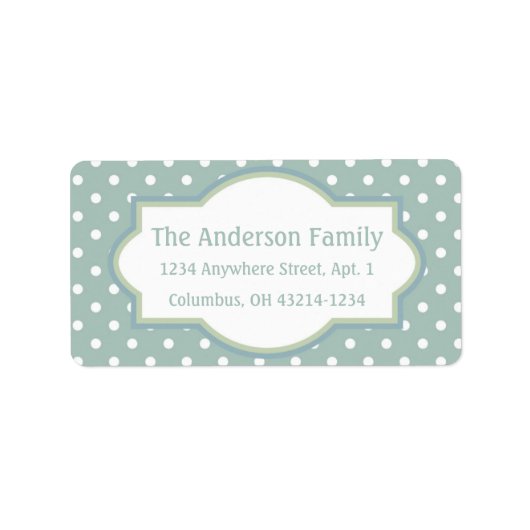 Étiquette Bleu Vert & Blanc Polka Point Retourner l'adresse  (Devant)