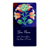 Étiquette Bleu vert rouge FLEURI (Devant)