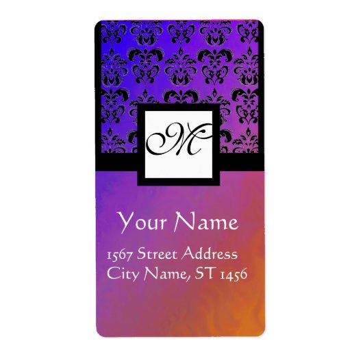 ÉTIQUETTE BLEU VIOLET BLEU BLACÉ DOMMASQUE, MONOGRAM CARRÉ (Devant)