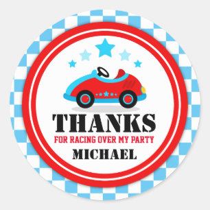 Étiquette bleue de faveur de Merci de voiture de