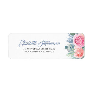 Étiquette Bleus poussiéreux et rougissent mariage floral