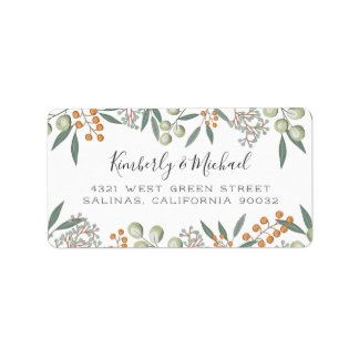 Étiquette Blissful Bounty Botanty Mariage Adresse de retour