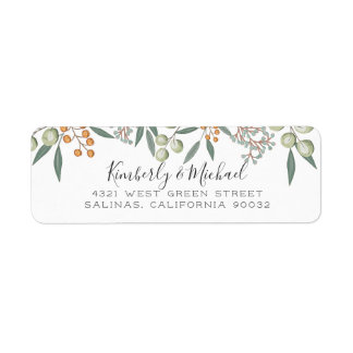 Étiquette Blissful Bounty Botanty Mariage Adresse de retour