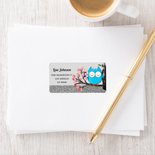 Étiquette Blloom Grey Glitter Mailing (En situation)