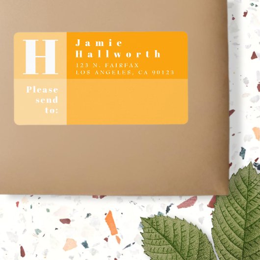 Étiquette Bloc De Couleur Moderne Orange Retour & Envoyer À