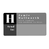 Étiquette Bloc moderne noir et gris Adresse de retour et d'e (Devant)