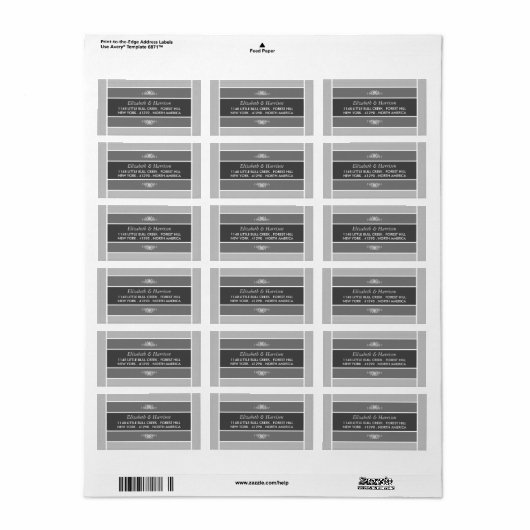 Étiquette Bloc Pastel moderne - Gris Siver - Mariage (Feuille entière)