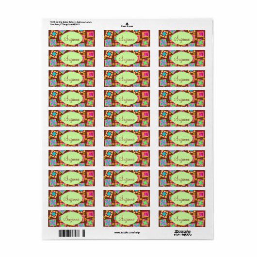 Étiquette Blocs d'art Chocolat Brown Patchwork (Feuille entière)