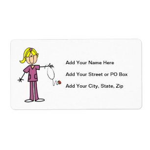 Étiquette Blond Female Stick Figure Nurse T-shirts