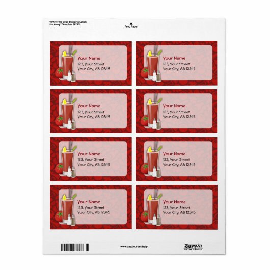 Étiquette Bloody Mary (Feuille entière)