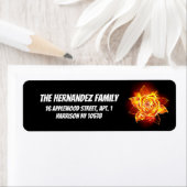 Étiquette Blooming Fire Rose (En situation)