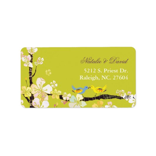 Étiquette Blossoming Love Spring Green Mariage Adresse (Devant)