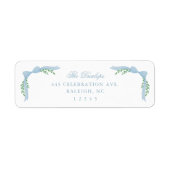 Étiquette Blue Bow Greenery Boy Baby shower Retour Adresse (Devant)