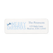 Étiquette Blue Bow Merry Christmas Return Label (Devant)