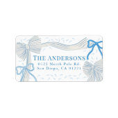 Étiquette Blue Bows Christmas Holiday Adresse (Devant)