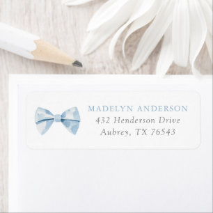 Étiquette Blue Bowtie Boy Baby shower Adresse de retour