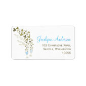 Étiquette Blue Champagne Cheers & Love Fête des mariées Adre (Devant)