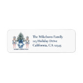 Étiquette Blue Chinoiserie Nutcracker Christmas (Devant)