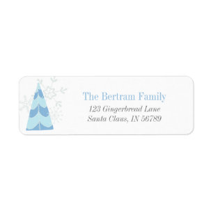 Étiquette Blue Christmas Tree Festive Adresse de retour Labe