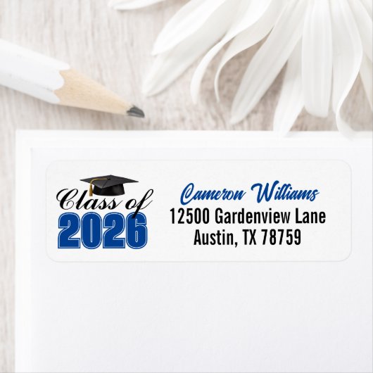 Étiquette Blue Class of 2026 Graduation Return Address (En situation)