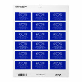 Étiquette Blue Cute Couple Monogram Heart Return Address (Feuille entière)