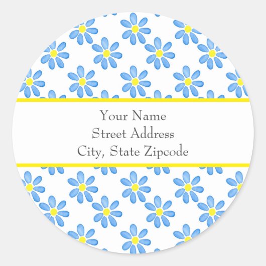 étiquette "Blue Daisy Watercolor Motif" (Devant)