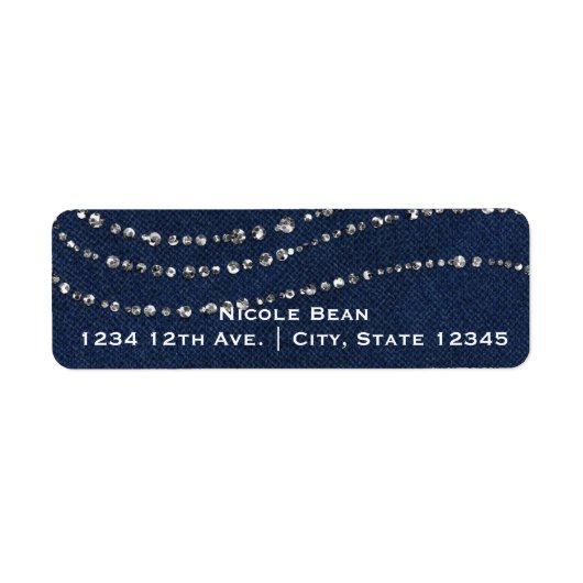 Étiquette Blue Denim & Diamonds Sparkling Birthday Party (Devant)